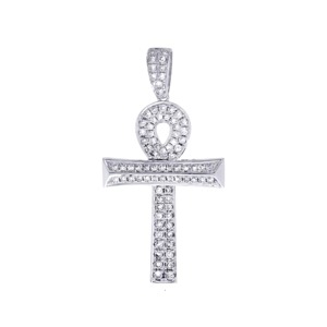 Ankh Cross Pendant Moissanite + 925 Silver Alloy Round Diamond Channel Setting Unisex Religious <b>Jewelry</b> <b>Charm</b> Gift - Product Image 2