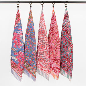 Écharpes traditionnelles indiennes faites à la main 100% coton, petites écharpes Sanganeri imprimées au bloc, bandanas, foulards, cravates – Vente en gros - Product Image 5