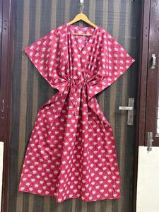 Women Cotton <b>Kaftan</b> Dress Printed Loose Boho Beach Cover up Summer Maxi Daily Natural Washable Lounge Wear Kimono Robe <b>Plus</b> <b>Size</b> - Product Image 6