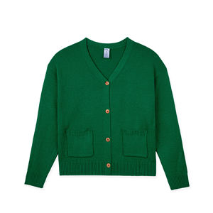 Wholesale Winter <b>Thick</b> Drop Shoulder <b>Cardigan</b> 4 Button Full Casual V-neck Solid Color 100% Acrylic Pocket Anti-Wrinkle ODM Women - Product Image 5