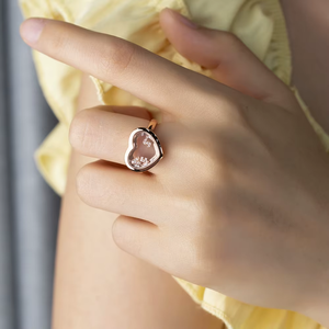 Bague en or rose avec cœur en diamant pour femme, bijoux romantiques de fiançailles, pierre cultivée en laboratoire, bagues tendance - Product Image 6