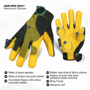 Whole Sale Cowhide Grain Leather Mechanical Work Gloves Hand Protection Industrial Safety Heat Resistant Gardening Gloves - Product Image 5