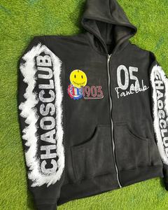เสื้อฮู้ดดี้ผู้ชายคุณภาพสูงประดับด้วย Rhine Stone พร้อมซิป ผลิตจากผ้าฝ้ายฟลีซ 100% หนา 450 GSM รับผลิตสินค้าขายส่งตามแบบที่กำหนด - Product Image 4