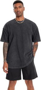 T-shirt décontracté pour homme 2026, coupe oversize, en coton délavé, couleur unie, col rond, manches courtes, effet délavé à l'acide, disponible à la vente en ligne - Product Image 3
