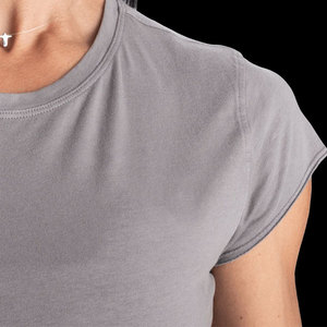 Ladies Round Neck 180 Gsm Lightweight Short Sleeve <b>Padded</b> Gym Activewear Crop T-<b>Shirt</b> Casual Blank Yoga Wear Crop Top - Product Image 4