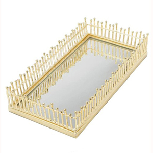 Elegant Metal Wood Material Unique Shape Brown Finish <b>Decorative</b> Serving Tray Modern Handmade Home <b>Decoration</b> - Product Image 3