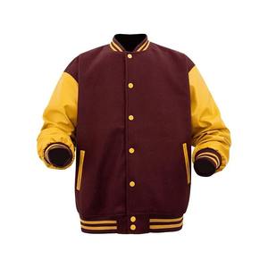 Men's <b>Purple</b> <b>Varsity</b> <b>Jacket</b> With Cream Sleeves Button Front Preppy Style Regular Fit Autumn Solid Color Polyester Cotton Blend - Product Image 5