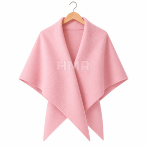 HMR Sorority Sisterhood Pink Wool Blend Poncho Shawl With Shawl Collar Elegant Winter Warm <b>Cape</b> Solid Color - Product Image 5