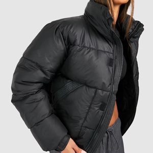 Chaqueta Acolchada Gris para Mujer, con Capucha, Cierre de Cremallera, Manga Larga, para Invierno, Corte Regular, Color Sólido, Material de Poliéster - Product Image 6