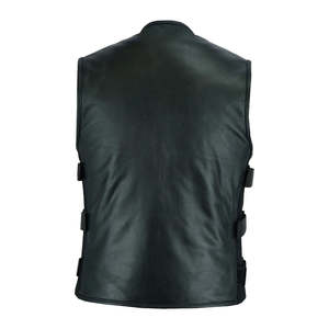 <b>Men</b>’s Heavy Duty Leather Riding Vest Premium Sleeveless Biker Waistcoat with Front Zip Closure & Adjustable Side Buck - Product Image 5