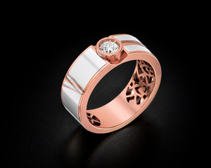 Bague solitaire à sertissage clos avec diamant de laboratoire taille brillant |   GHLAM JEWEL Bague de mariage pour homme plaquée or rose 14 carats, certifiée IGI, cadeau idéal pour les fêtes - Product Image 1