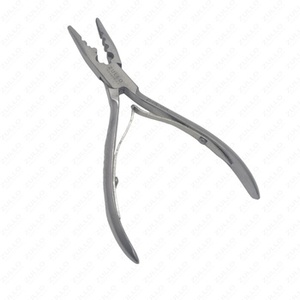 Pince à extensions de cheveux professionnelle en acier inoxydable, outil multifonctionnel de salon avec poignée en cuir PU, logo personnalisé OEM - Product Image 2
