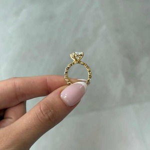 925 Sterling <b>Oval</b> Cut Diamond <b>Engagement</b> <b>Ring</b> Women's Yellow Gold Classic GIA Certified Natural Diamond Jewelry - Product Image 2