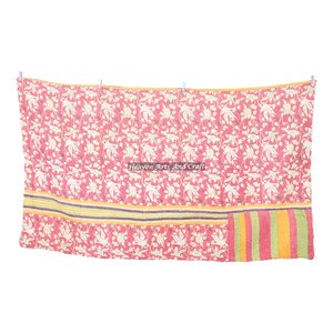 Vintage Kantha <b>Quilt</b> Bengali <b>Throws</b> Indian Reversible Hand Stitched Heavy <b>Throw</b> Old Sari Blanket Patch Work Heavy 3 To 5 Layers - Product Image 2