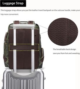 Full Grain <b>Leather</b> <b>Backpack</b> for Men 15.6 Inch <b>Laptop</b> Camping Travel Rucksack - Product Image 2