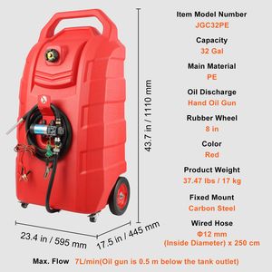 Serbatoio Portatile per Carburante da 32 Galloni con Ruote e Pompa 12V DC per Benzina/Diesel - Product Image 3