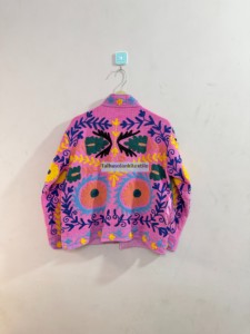 Indian Suzani <b>Velvet</b> <b>Jacket</b> Handmade Floral Embroidery <b>Jacket</b> Boho Hippie <b>Jacket</b> Inside Cotton Iining <b>Jacket</b> Winter <b>Jacket</b> - Product Image 4