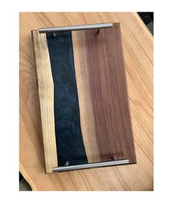 Plateau de rangement pour thé, café et nourriture, style rustique, meilleur emballage, plateau de service japonais en bois et résine époxy, produit très tendance - Product Image 1