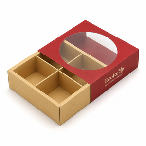 Newest Design Popular Biodegradable Eco-Friendly Paperboard <b>Window</b> Pull Boxes Custom Empty Grids Packaging Luxury Chocolate Box - Product Image 3