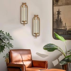 ชุดเชิงเทียนติดผนังโลหะสีทองหรูหรา ดีไซน์เรขาคณิตเชื่อมต่อกัน แข็งแรงทนทาน ให้แสงอบอุ่นนุ่มนวล เหมาะสำหรับการตกแต่งสไตล์โมเดิร์นอย่างมีระดับ - Product Image 6