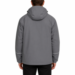 <b>Men's</b> Custom Fashion Waterproof Padded Puffer Jacket Warm Autumn Winter Streetwear Hooded Collar Front Logo Reflective Piping - Product Image 5