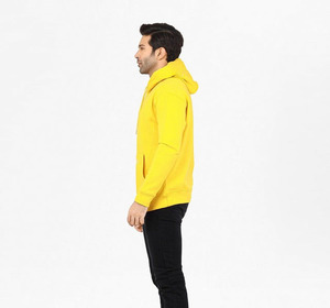 เสื้อฮู้ดสีเหลืองสำหรับผู้ชาย ทรงปกติ ผ้าฝ้ายเฟรนช์เทอร์รี่ สวมใส่สบายๆ ในฤดูใบไม้ร่วง - Product Image 2