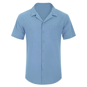Chemises à manches courtes en coton pour hommes de haute qualité, grandes tailles, motif uni, logo personnalisé, respirantes, séchage rapide - Product Image 4