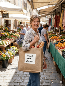 กระเป๋าโท้ทผ้ากระสอบรักษ์โลก ขนาด 38x42 ซม. หูหิ้วด้านบน แบบกล่อง ขายส่ง พิมพ์โลโก้ตามสั่ง กระเป๋าช้อปปิ้งนำกลับมาใช้ใหม่ได้ สำหรับงานโปรโมชั่น - Product Image 3