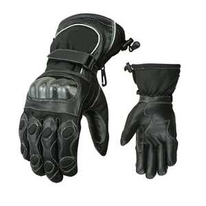 Guantes de Motocicleta de Cuero, Térmicos para Invierno, Deportivos, para Ciclismo, Largos hasta la Muñeca, Sin Forro, Negros, Lisos, Ecológicos, con Pantalla Táctil - Product Image 4