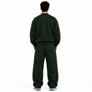 Chándal Verde Sostenible Estampado para Hombre, de Alta Demanda, con Cremallera Completa, Cuello Alto, Ajuste Holgado, Ropa Casual con Bolsillos Laterales y Logotipo Personalizado - Product Image 2