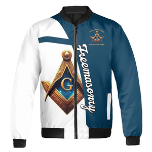 Blouson Bomber Maître Maçon Bleu Personnalisé 2025 – Qualité Supérieure, Imperméable Enduit, Hiver, Cuir de Vachette, Col Montant, Manches Longues - Product Image 5