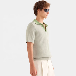 เสื้อยืดแขนสั้นทรงหลวมแบบสั่งทำพิเศษ เสื้อถักปักโลโก้ คุณภาพสูง ผ้าฝ้ายถัก เสื้อโปโลชายสำหรับเล่นกอล์ฟ - Product Image 4