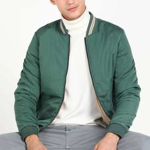 Chaqueta Bomber Verde para Hombre, Cierre de Cremallera, Color Sólido, Resistente al Viento, Estilo Casual para Otoño, Corte Regular, Material de Poliéster - Product Image 6