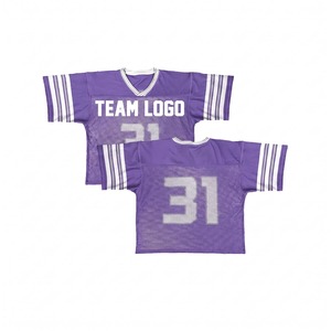 Meilleur maillot de football américain de couleur violette, col en V, manches courtes, maille respirante, impression sublimée, logo d'équipe, 31, unisexe, adulte - Product Image 1