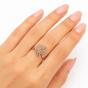 14K <b>Gold</b> Floral <b>Cocktail</b> <b>Ring</b> for Women Luxury Diamond Designer Flower <b>Ring</b> B2B Wholesale Jewelry Supplier - Product Image 3