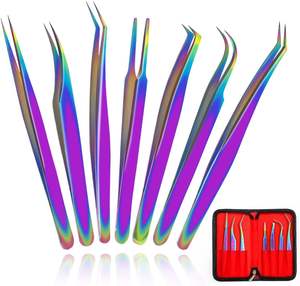 DANTRIC IMPLANTS SA-21 6 ชิ้น ชุดแหนบต่อขนตาสแตนเลสแบบแม่นยำ ปลายตรง ปลายโค้ง ปลายเรียบ สำหรับต่อขนตา 11.5 ซม. - Product Image 1