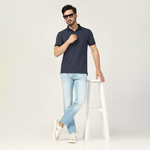 Ensemble polo et short imprimé pour homme, motif micro marine, tenue décontractée d'été en deux pièces - Product Image 6