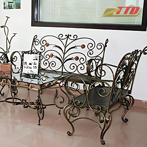Modern Wrought Iron <b>Table</b> <b>Set</b> Decorative Outdoor Furniture with Iron Chairs for Patios and Garden Spaces - Product Image 3