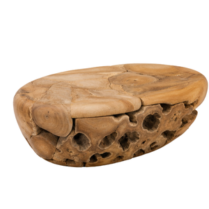 Mesa de Centro ARTERRA de Lujo, Duradera, Multifuncional, de Madera Orgánica Sólida, Mosaico de Raíz de Teca, Ecológica, Hecha a Mano, Diseño Rústico Moderno - Product Image 2