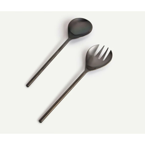 Classic Brass Ginkgo Leaf Handle Salad Server Set Gold Eco-Friendly Sustainable Stainless Steel Luxury Elegant Wholesale - Product Image 3