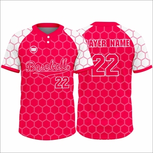 Maillots de baseball professionnels, uniformes d'équipe personnalisés, 100% polyester, impression par sublimation, séchage rapide, respectueux de l'environnement, col en V, manches courtes - Product Image 1