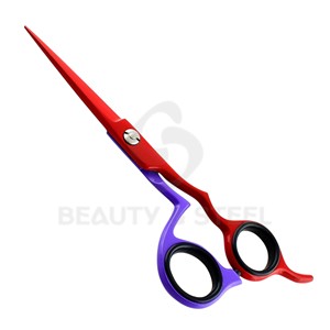 Professional Matte Black Hair Cutting Scissors with Blue Jeweled Pivot and Glitter Finger <b>Ring</b> Inserts - Product Image 3