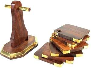 Sous-verres classiques en bois naturel massif 5 mm, écologiques, carrés, faits à la main, pour la maison, le bureau, les tables basses, surface élégante, mariage - Product Image 2