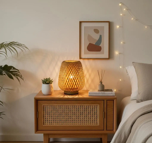 Wabi Sabi <b>Bamboo</b> <b>Table</b> Lamp Japanese Style Bedside Lamp Handmade Woven Zen Bedroom Night Light Minimalist Home Decor Lighting - Product Image 2