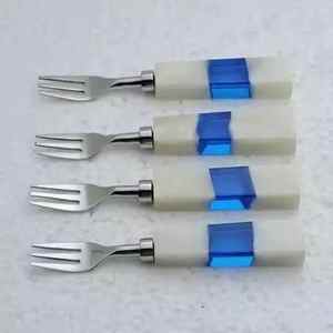 Resin Handmade Stainless Steel <b>Flatware</b> Set Best Quality Trending Modern cutlery Pieces Spoon Fork - Product Image 6