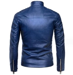 เสื้อแจ็คเก็ตหนังผู้ชายสีพื้นสไตล์ลำลองแฟชั่นใหม่สวมใส่สบาย - Product Image 6