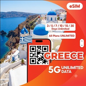 Tarjeta eSIM para Grecia con Datos Ilimitados por 3, 5, 7, 10, 15 o 30 Días, Internet de Viaje 4G/5G Prepago con Activación Instantánea por Código QR - Product Image 1