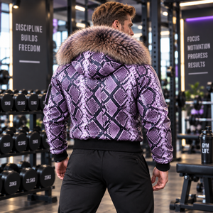 Blouson d'été pour homme en peau de python exotique, motif à carreaux, respirant, décontracté, luxe |   Veste en cuir pour homme |   Veste en cuir pour homme - Product Image 2