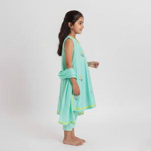 Kurti de Fantástica Calidad con Túnica de Color Verde Agua Suave, Conjunto Chic para Niñas de 1 a 9 Años, Ropa Tradicional a Bajo Precio - Product Image 5