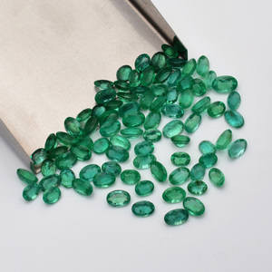 5X4MM - 6X4MM Zambian Green Emerald Gemstone Lote a granel Calidad superior Corte ovalado Piedra preciosa natural Esmeralda Distribuidores al por mayor - Product Image 1